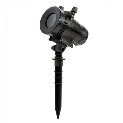 Instalatie Craciun IDL Laser Shower pentru iluminarea casei ce include 6 filme cu 4 modele diferite ce au proiectie multicolora, Model rotativ cu 4 surse de tip LED cu 8 ore de functionare