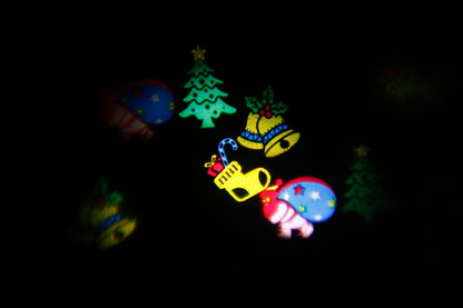 Instalatie Craciun IDL Laser Shower pentru iluminarea casei ce include 6 filme cu 4 modele diferite ce au proiectie multicolora, Model rotativ cu 4 surse de tip LED cu 8 ore de functionare