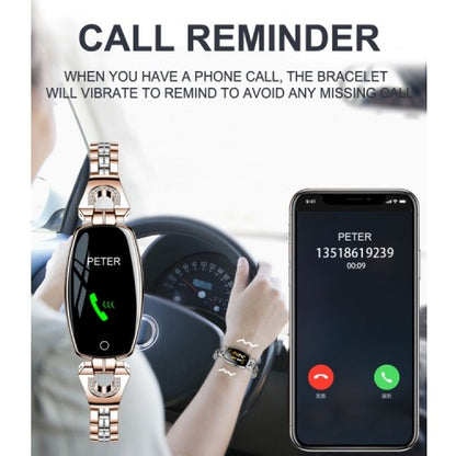 Ceas Smartwatch idealSTORE Lady SWEET COLLECTION 2019, Accesorizat cu Bratara metalica cu insertii elegante cu bijuterii, Monitorizare Ritm Cardiac, Sedentarism, Fitness Tracker, IP67 Waterproof, Culoare Silver