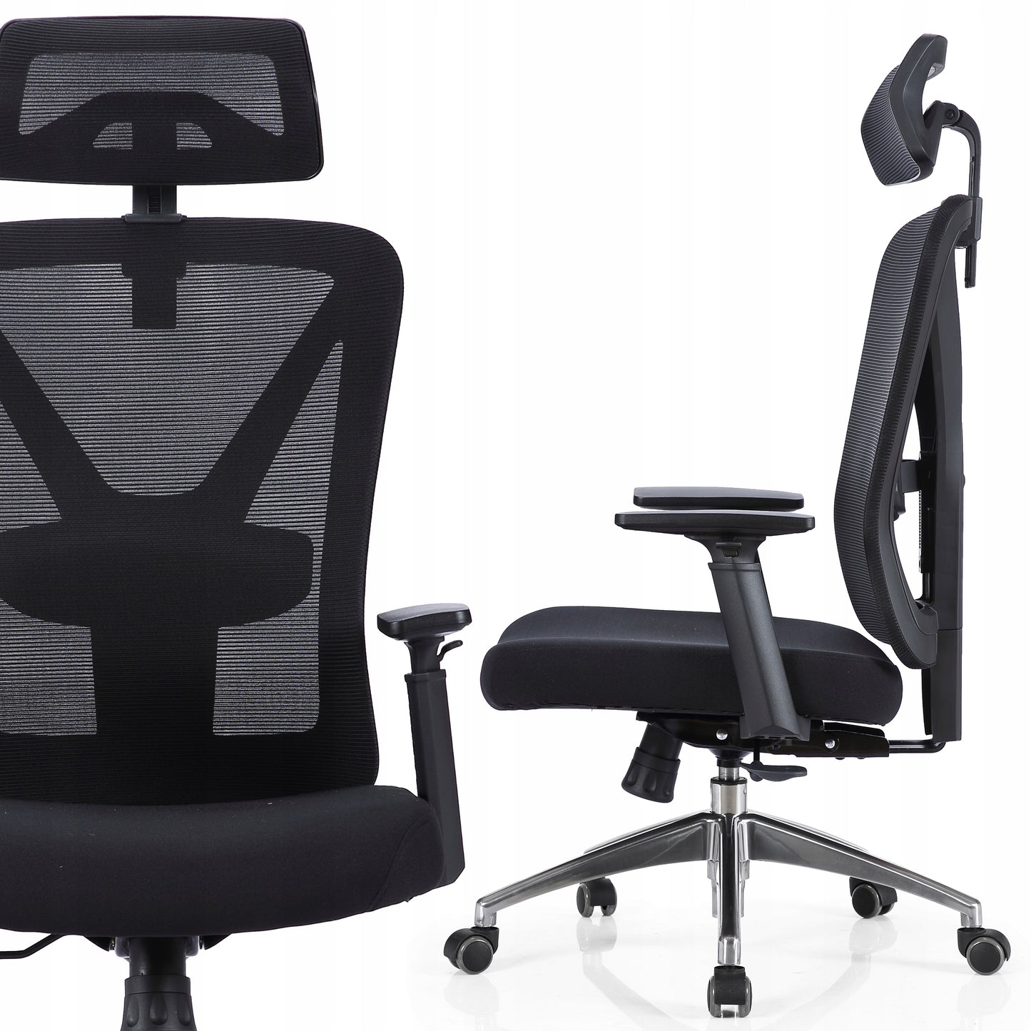 Scaun de birou Rotativ idealSTORE Vito Elite Collection, Echipat cu spuma confortabila, Spate respirabil realizat din plasa micro, Cotiere 2D reglabile, Baza din aluminiu, Posibilitatea inclinarii spatarului pana la 130 , Maxim 130 kg