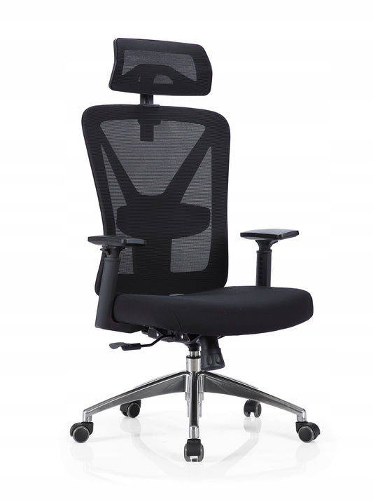 Scaun de birou Rotativ idealSTORE Vito Elite Collection, Echipat cu spuma confortabila, Spate respirabil realizat din plasa micro, Cotiere 2D reglabile, Baza din aluminiu, Posibilitatea inclinarii spatarului pana la 130 , Maxim 130 kg