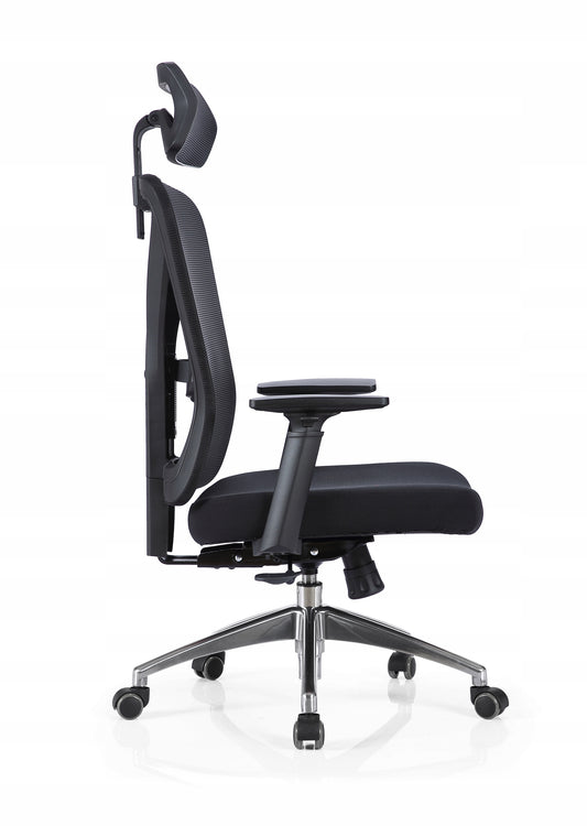 Scaun de birou Rotativ idealSTORE Vito Elite Collection, Echipat cu spuma confortabila, Spate respirabil realizat din plasa micro, Cotiere 2D reglabile, Baza din aluminiu, Posibilitatea inclinarii spatarului pana la 130 , Maxim 130 kg