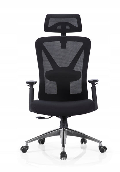 Scaun de birou Rotativ idealSTORE Vito Elite Collection, Echipat cu spuma confortabila, Spate respirabil realizat din plasa micro, Cotiere 2D reglabile, Baza din aluminiu, Posibilitatea inclinarii spatarului pana la 130 , Maxim 130 kg