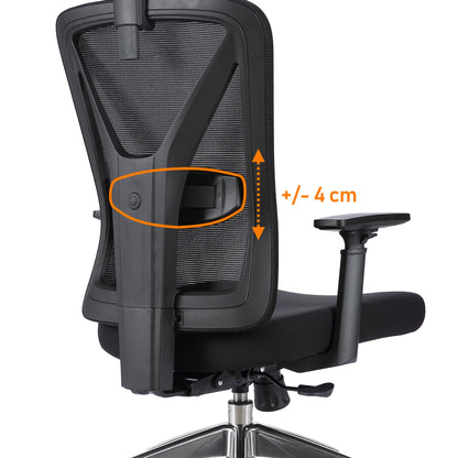 Scaun de birou Rotativ idealSTORE Vito Elite Collection, Echipat cu spuma confortabila, Spate respirabil realizat din plasa micro, Cotiere 2D reglabile, Baza din aluminiu, Posibilitatea inclinarii spatarului pana la 130 , Maxim 130 kg