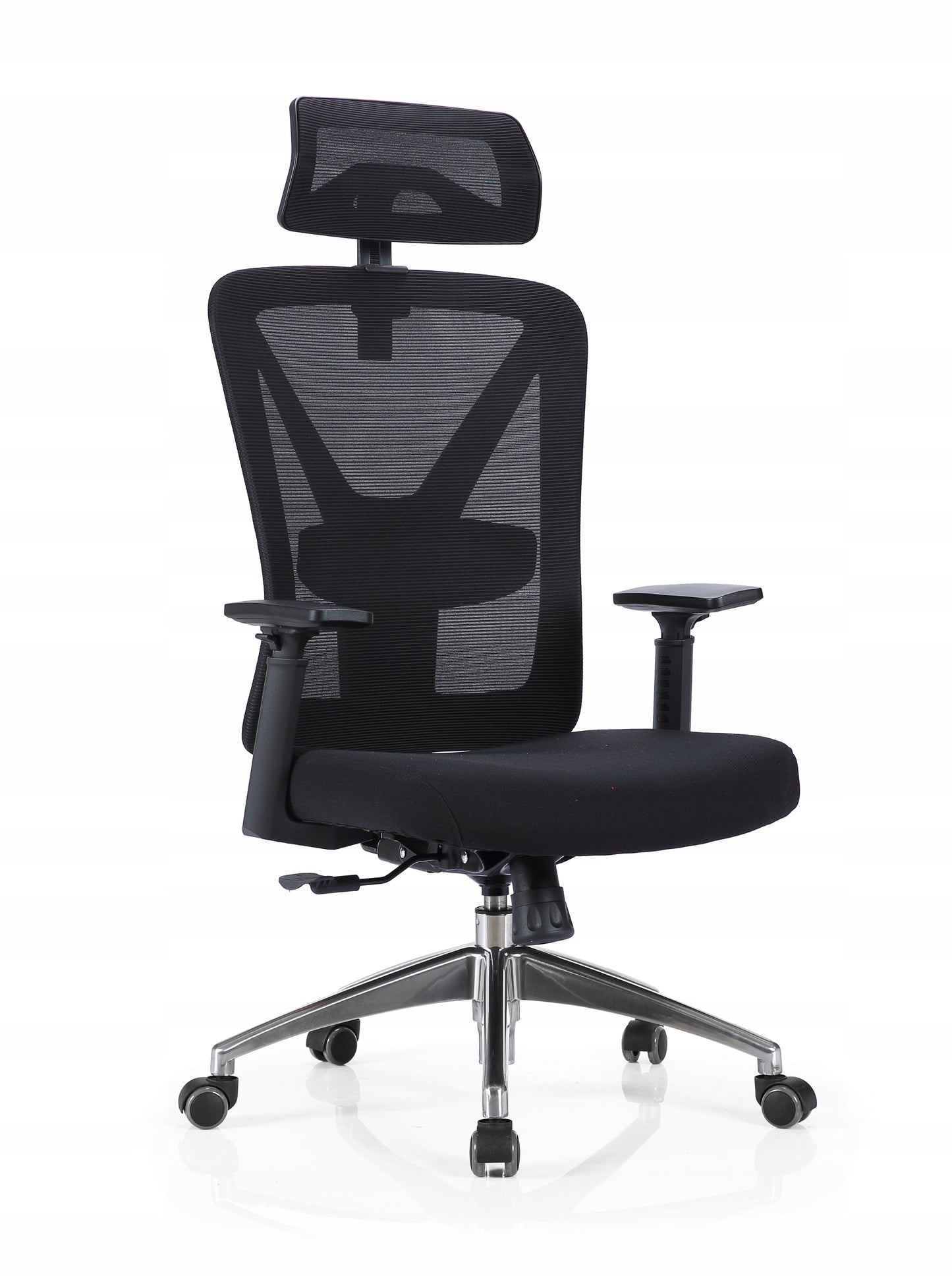 Scaun de birou Rotativ idealSTORE Vito Elite Collection, Echipat cu spuma confortabila, Spate respirabil realizat din plasa micro, Cotiere 2D reglabile, Baza din aluminiu, Posibilitatea inclinarii spatarului pana la 130 , Maxim 130 kg