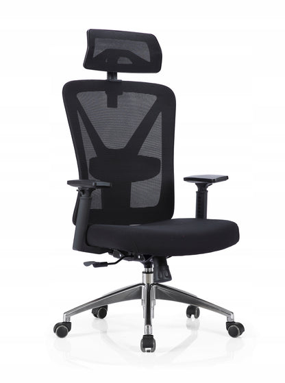 Scaun de birou Rotativ idealSTORE Vito Elite Collection, Echipat cu spuma confortabila, Spate respirabil realizat din plasa micro, Cotiere 2D reglabile, Baza din aluminiu, Posibilitatea inclinarii spatarului pana la 130 , Maxim 130 kg