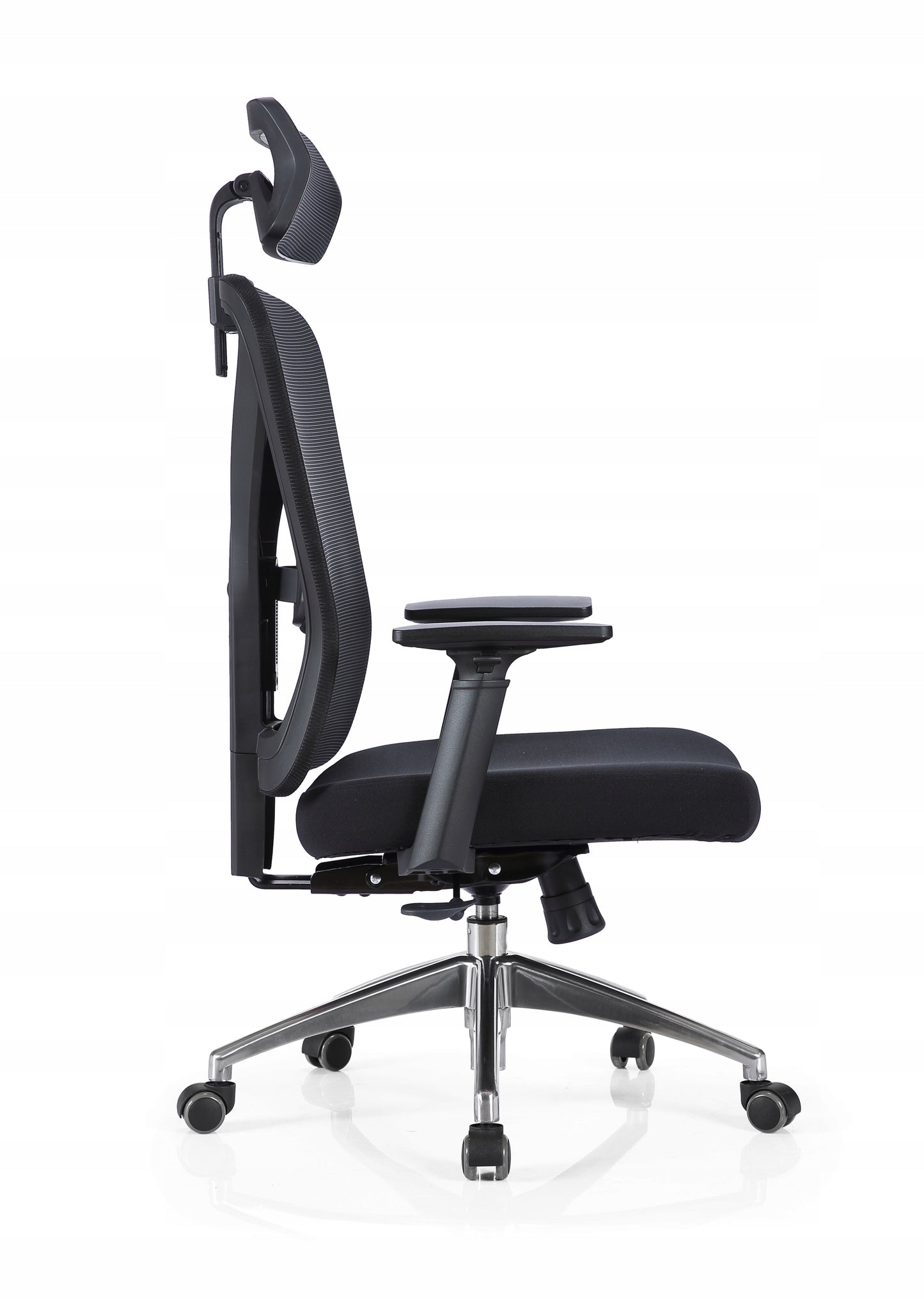 Scaun de birou Rotativ idealSTORE Vito Elite Collection Gri, Echipat cu spuma confortabila, Spate respirabil realizat din plasa micro, Cotiere 2D reglabile, Baza din aluminiu, Posibilitatea inclinarii spatarului pana la 130 , Maxim 130 kg