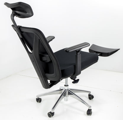 Scaun de birou Rotativ idealSTORE Vito Elite Plus Collection, Echipat cu spuma confortabila, Spate respirabil, Cotiere 3D reglabile, Baza din aluminiu, Posibilitatea inclinarii spatarului pana la 130 , Suport pentru picioare retractabil, Maxim 130 kg