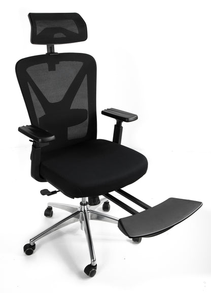 Scaun de birou Rotativ idealSTORE Vito Elite Plus Collection, Echipat cu spuma confortabila, Spate respirabil, Cotiere 3D reglabile, Baza din aluminiu, Posibilitatea inclinarii spatarului pana la 130 , Suport pentru picioare retractabil, Maxim 130 kg