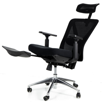 Scaun de birou Rotativ idealSTORE Vito Elite Plus Collection, Echipat cu spuma confortabila, Spate respirabil, Cotiere 3D reglabile, Baza din aluminiu, Posibilitatea inclinarii spatarului pana la 130 , Suport pentru picioare retractabil, Maxim 130 kg