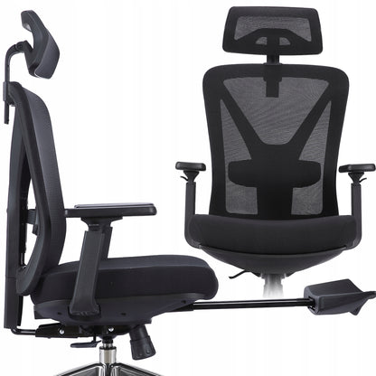 Scaun de birou Rotativ idealSTORE Vito Elite Plus Collection, Echipat cu spuma confortabila, Spate respirabil, Cotiere 3D reglabile, Baza din aluminiu, Posibilitatea inclinarii spatarului pana la 130 , Suport pentru picioare retractabil, Maxim 130 kg