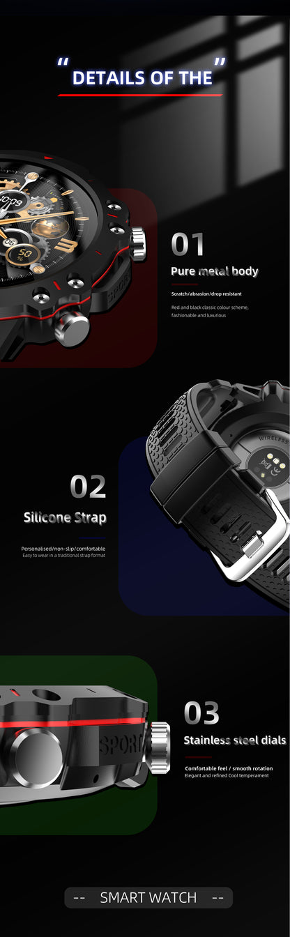 Ceas SmartWatch Skeleton Lux idealSTORE, Display IPS 1.52 inch, Android/IOS, Apel Bluetooth, Mesaje, Retele Solciale, Control Muzica-Camera Fitness Traker, Monitorizare Somn, Oxigenul din Sange, Tensiune Arteriala, Vremea, Pasii, IP67, 100+ Moduri Sport