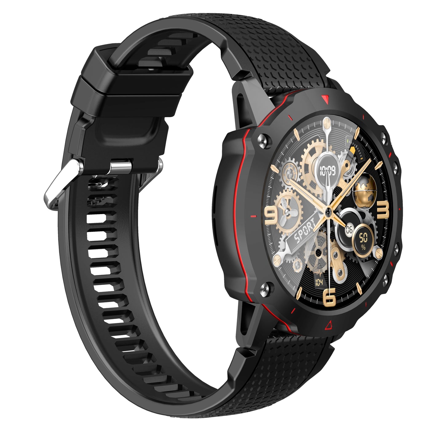 Ceas SmartWatch Skeleton Lux idealSTORE, Display IPS 1.52 inch, Android/IOS, Apel Bluetooth, Mesaje, Retele Solciale, Control Muzica-Camera Fitness Traker, Monitorizare Somn, Oxigenul din Sange, Tensiune Arteriala, Vremea, Pasii, IP67, 100+ Moduri Sport