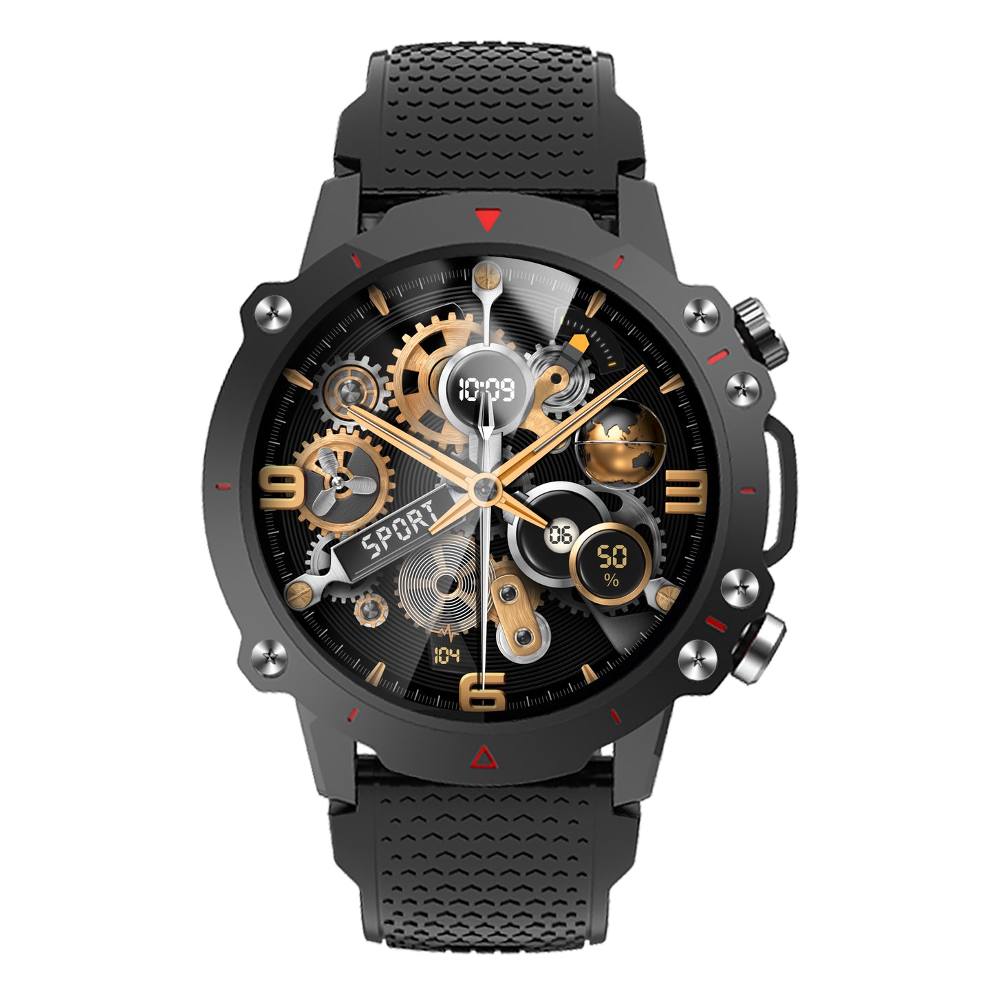 Ceas SmartWatch Skeleton Lux idealSTORE, Display IPS 1.52 inch, Android/IOS, Apel Bluetooth, Mesaje, Retele Solciale, Control Muzica-Camera Fitness Traker, Monitorizare Somn, Oxigenul din Sange, Tensiune Arteriala, Vremea, Pasii, IP67, 100+ Moduri Sport