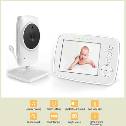Sistem de Monitorizare Video si Audio Baby SuperCam idealStore, Ecran 3.2 inch, Comunicare Bidirectionala, Mod Eco, Cantece de Leagan, Monitor de Temparatura, Vedere Noctura, Rotire Orizontala/Verticala, Wireless