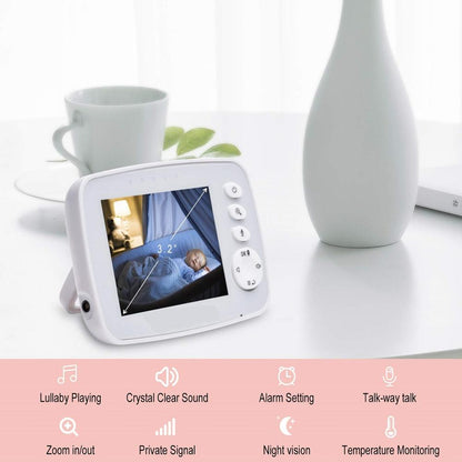 Sistem de Monitorizare Video si Audio Baby SuperCam idealStore, Ecran 3.2 inch, Comunicare Bidirectionala, Mod Eco, Cantece de Leagan, Monitor de Temparatura, Vedere Noctura, Rotire Orizontala/Verticala, Wireless