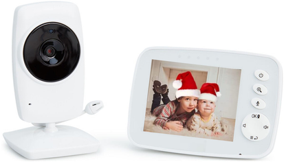 Sistem de Monitorizare Video si Audio Baby VideoCAM ideal STORE, Ecran 3.2 inch, Melodii de Leagan, Termometru, Night Vision, Rotire, Raza de actiune 150 m, Wireless