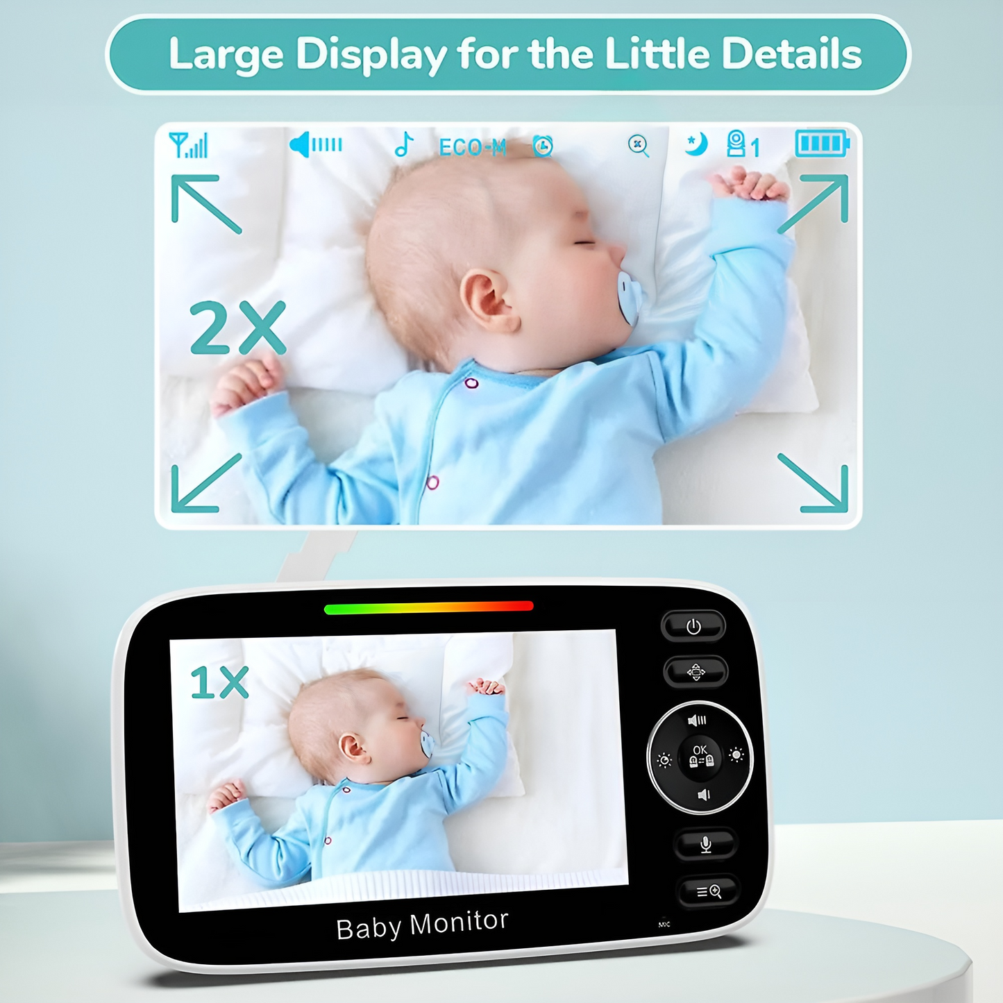 Baby Monitor MiniBaby IdealStore, Ecran HD de 4.3 inch, Night Vision Auto, Rotire Verticala si Orizontala, Vedere de inalta calitate, Cantece de leagan, Raza mare de actiune pana la 200m, Comunicare intre cele 2 dispozitive