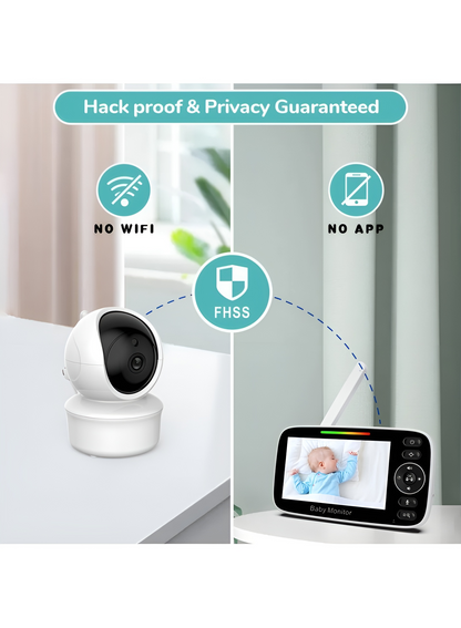 Baby Monitor MiniBaby IdealStore, Ecran HD de 4.3 inch, Night Vision Auto, Rotire Verticala si Orizontala, Vedere de inalta calitate, Cantece de leagan, Raza mare de actiune pana la 200m, Comunicare intre cele 2 dispozitive