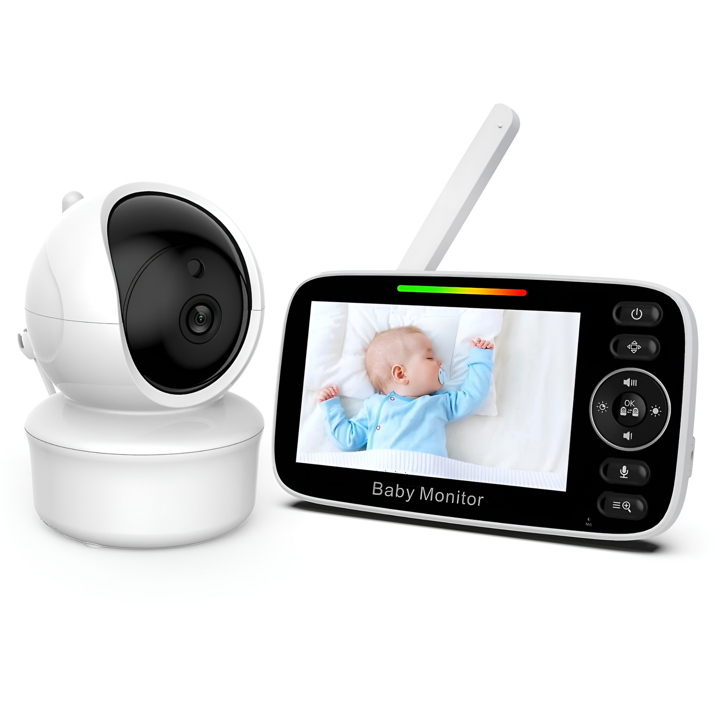 Baby Monitor MiniBaby IdealStore, Ecran HD de 4.3 inch, Night Vision Auto, Rotire Verticala si Orizontala, Vedere de inalta calitate, Cantece de leagan, Raza mare de actiune pana la 200m, Comunicare intre cele 2 dispozitive