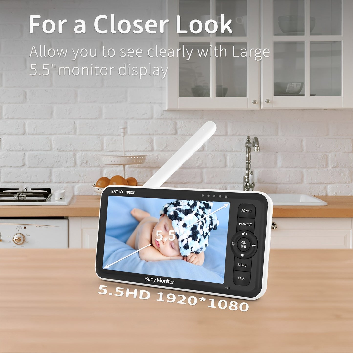 Baby Monitor StarBaby IdealStore, Ecran HD de 5.5 inch, Monitorizare temperatura, Rotire Verticala si Orizontala, Vedere de inalta calitate, Cantece de leagan, Raza mare de actiune pana la 300m, Zoom 4X, Comunicare intre cele 2 dispozitive