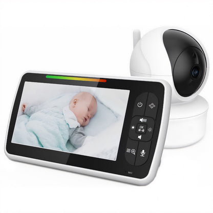 Sistem de Monitorizare Video si Audio Pentru Bebelusi Baby Angel idealStore, Ecran LCD Color 5 inch, Vedere Noctura cu Infrarosu, Monitor de Temperatura, Posibilitate de Interactiune cu Bebelusul, Cantece de Leagan, Wireless, Momento