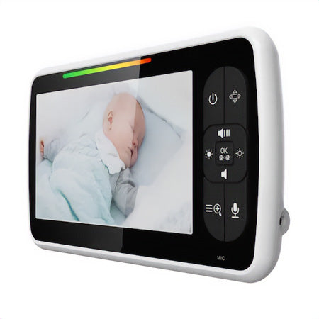 Sistem de Monitorizare Video si Audio Pentru Bebelusi Baby Angel idealStore, Ecran LCD Color 5 inch, Vedere Noctura cu Infrarosu, Monitor de Temperatura, Posibilitate de Interactiune cu Bebelusul, Cantece de Leagan, Wireless, Momento