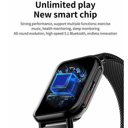 Ceas SmartWatch Qwath idealStore, Functie Apel Primit, Monitor de Somn, Monitor Ritm Cardiac, Tesiunea Arteriala, Tracker Fitness Ecran TFT 1.54 inch, Rezistent la Apa IP67, Compatibil iOS si Android, Auriu