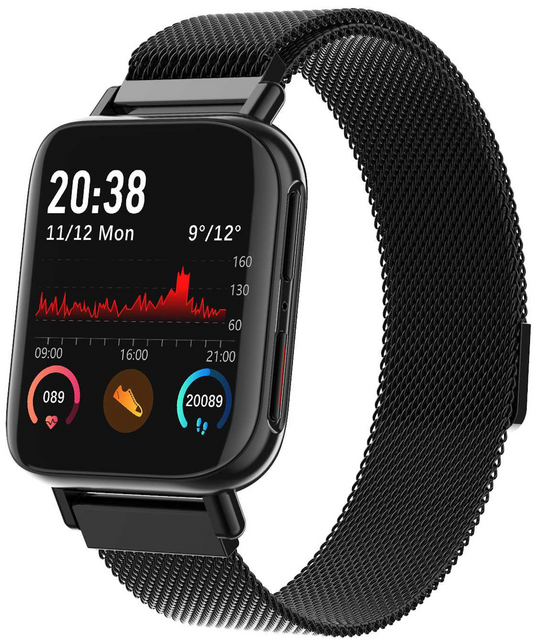 Ceas SmartWatch Qwath idealStore, Functie Apel Primit, Monitor de Somn, Monitor Ritm Cardiac, Tesiunea Arteriala, Tracker Fitness Ecran TFT 1.54 inch, Rezistent la Apa IP67, Compatibil iOS si Android, Negru
