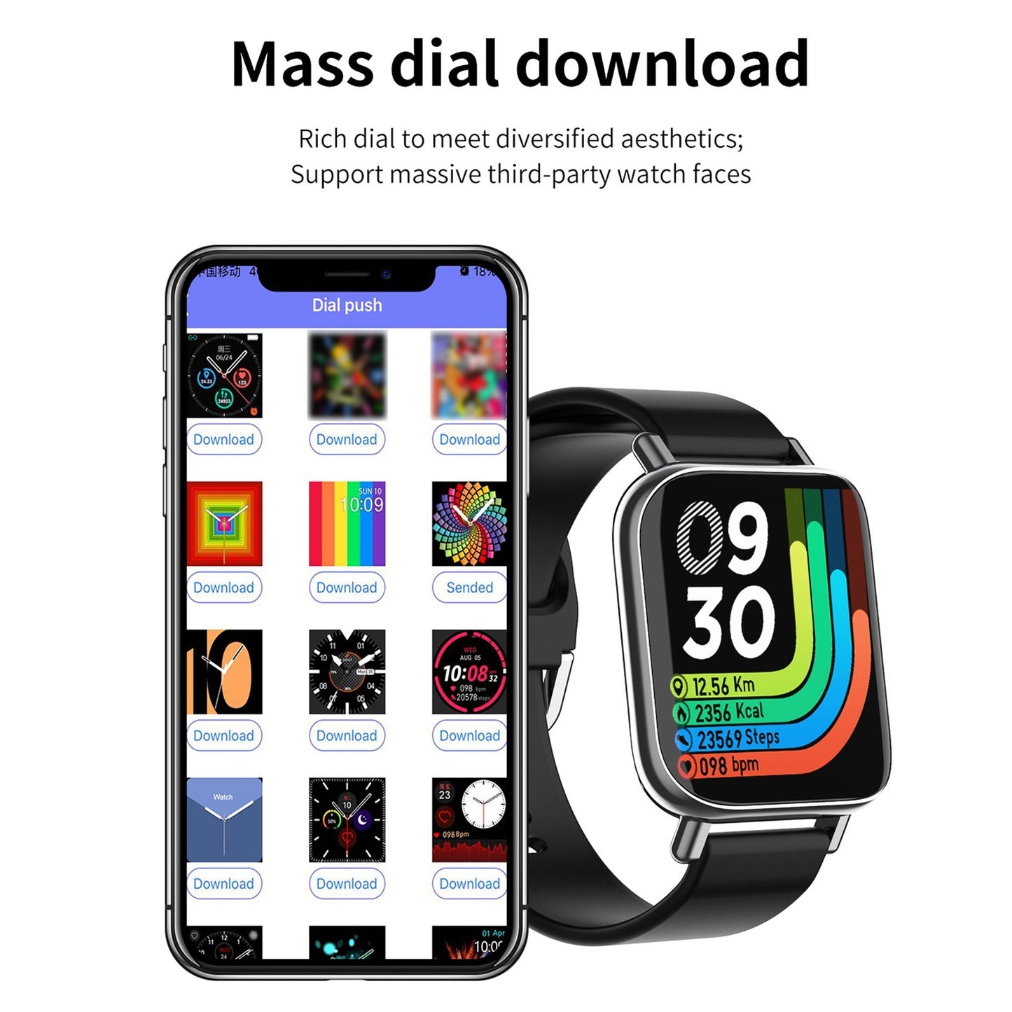 Ceas SmartWatch Qwath idealStore, Functie Apel Primit, Monitor de Somn, Monitor Ritm Cardiac, Tesiunea Arteriala, Tracker Fitness Ecran TFT 1.54 inch, Rezistent la Apa IP67, Compatibil iOS si Android, Negru