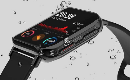 Ceas SmartWatch Qwath idealStore, Functie Apel Primit, Monitor de Somn, Monitor Ritm Cardiac, Tesiunea Arteriala, Tracker Fitness Ecran TFT 1.54 inch, Rezistent la Apa IP67, Compatibil iOS si Android, Negru Silicon