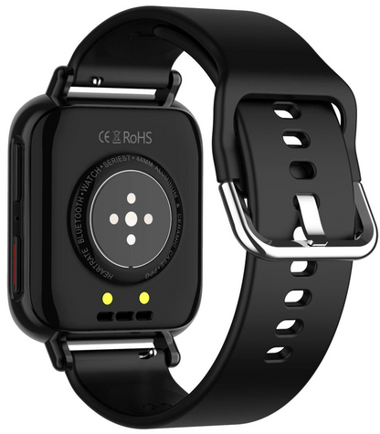 Ceas SmartWatch Qwath idealStore, Functie Apel Primit, Monitor de Somn, Monitor Ritm Cardiac, Tesiunea Arteriala, Tracker Fitness Ecran TFT 1.54 inch, Rezistent la Apa IP67, Compatibil iOS si Android, Negru Silicon