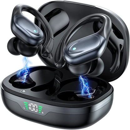 Casti Wireless Smart idealSTORE, Afisaj Digital Smart LED, Active Noise Cancelling, Auto Reconnect, Bluetooth 5.1, Autonomie 60 Ore, IPX6, Incarcare Rapida USB-C, Microfon Incorporat CVC, 3 Dimensiuni de Varfuri, Cutie cu Afisaj Dual LED, Dark Edition