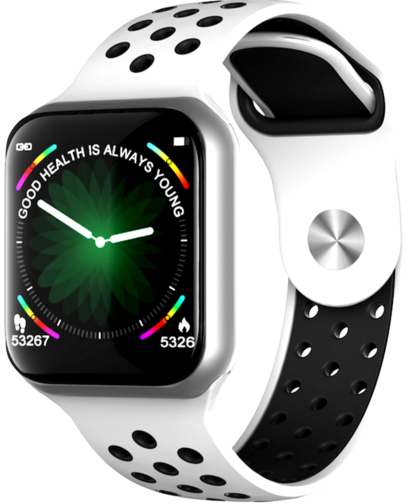 Ceas SmartWatch FORCE Sport8, Display TFT 1.3 inch, Monitorizarea frecventei cardiace si a somnului, Senzor si pedometru 3D pentru a masura pasii, caloriile arse, Functie Anti-Lost, Compatibilitate Andoid/iOS, Alb-Negru