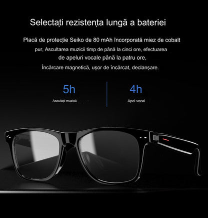 Ochelari inteligenti idealSTORE smartGlasses, conectare Bluetooth, Preluare Apel, Microfon, Ascultare Muzica, Difuzoare incorporate, Sunet Stereo, Sunet Notificari, Lentile Cu Protectie, Rezistent la Apa