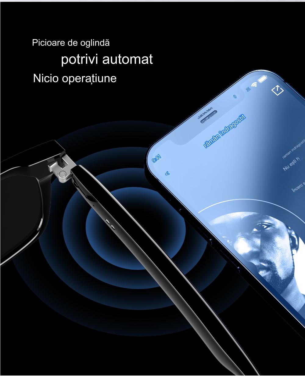 Ochelari inteligenti idealSTORE smartGlasses, conectare Bluetooth, Preluare Apel, Microfon, Ascultare Muzica, Difuzoare incorporate, Sunet Stereo, Sunet Notificari, Lentile Cu Protectie, Rezistent la Apa
