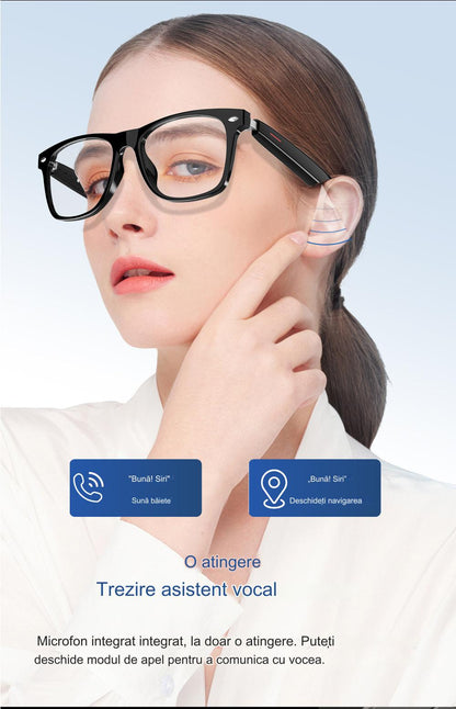 Ochelari inteligenti idealSTORE smartGlasses, conectare Bluetooth, Preluare Apel, Microfon, Ascultare Muzica, Difuzoare incorporate, Sunet Stereo, Sunet Notificari, Lentile Cu Protectie, Rezistent la Apa