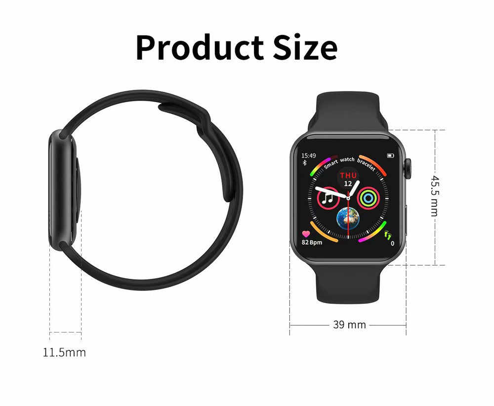 Ceas SmartWatch inteligent WEAR Health Media, Display IPS 1.54 inch, Frecventa cardiaca, ECG, Control pasi, Cronometru, Alarma, Monitorizarea somnului, Memento sedentar, Functie Anti-lost, Asistenta GPS, Bratara silicon black