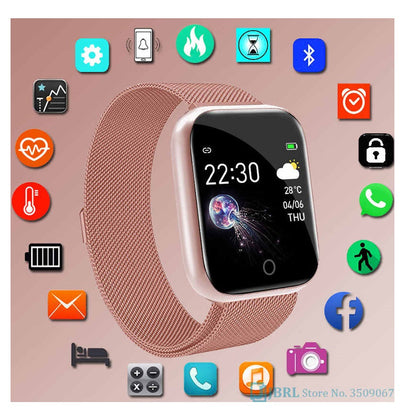 Ceas SmartWatch si Bratara Fitness IdealSTORE 88, Bratara Metalica Magnetica, Monitorizare ritm cardiac, Tensiune arteriala, Bluetooth, Notificari Apeluri, Facebook, Sms, Rezistent la apa IP 67, Ecran 1.30, + Bratara de Silicon, PINK