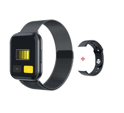 Ceas SmartWatch si Bratara Fitness IdealSTORE 88, Bratara Metalica Magnetica, Monitorizare ritm cardiac, Tensiune arteriala, Bluetooth, Notificari Apeluri, Facebook, Sms, Rezistent la apa IP 67, Ecran 1.30, + Bratara de Silicon, BLACK