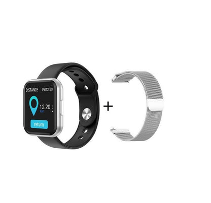 Ceas SmartWatch si Bratara Fitness IdealSTORE 88, Bratara Metalica Magnetica, Monitorizare ritm cardiac, Tensiune arteriala, Bluetooth, Notificari Apeluri, Facebook, Sms, Rezistent la apa IP 67, Ecran 1.30, + Bratara de Silicon, SILVER