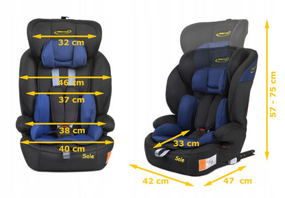 Scaun Auto Profesional Dedicat Pentru Copil Baby Jolie SOLE IDl Collection, Tehnologie Isofix, Grupa Greutate 9-36 Kg, Centuri de Siguranta In 5 Puncte, Reglarea Inaltimii Tetierei, Albastru