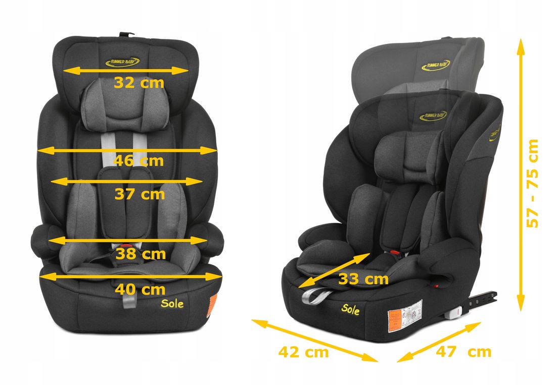 Scaun Auto Profesional Dedicat Pentru Copil Baby Jolie SOLE IDl Collection, Tehnologie Isofix, Grupa Greutate 9-36 Kg, Centuri de Siguranta In 5 Puncte, Reglarea Inaltimii Tetierei, Gri