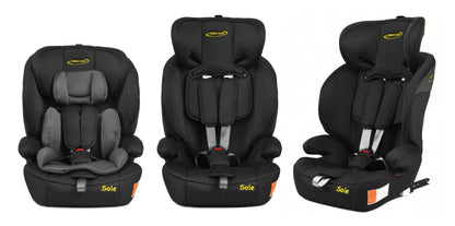 Scaun Auto Profesional Dedicat Pentru Copil Baby Jolie SOLE IDl Collection, Tehnologie Isofix, Grupa Greutate 9-36 Kg, Centuri de Siguranta In 5 Puncte, Reglarea Inaltimii Tetierei, Gri