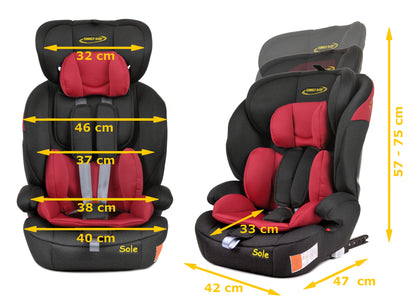 Scaun Auto Profesional Dedicat Pentru Copil Baby Jolie SOLE IDl Collection, Tehnologie Isofix, Grupa Greutate 9-36 Kg, Centuri de Siguranta In 5 Puncte, Reglarea Inaltimii Tetierei, Rosu