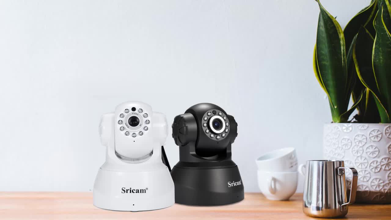 Camera Video IP Sricam Cu aplicatie pe Telefon, Wi-Fi, 720P HD, Culoare Alba, Unghi vedere 90, Night Vision, senzor miscare marca Sony, Suport Card Memorie, Microfon cu 2 cai, Notificari prin e-mail, Culoare Alba