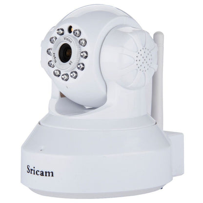 Camera Video IP Sricam Cu aplicatie pe Telefon, Wi-Fi, 720P HD, Culoare Alba, Unghi vedere 90, Night Vision, senzor miscare marca Sony, Suport Card Memorie, Microfon cu 2 cai, Notificari prin e-mail, Culoare Alba