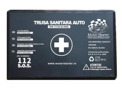 Kit siguranta auto IDL omologat R.A.R cu valabilitate 5 ani, 1x Stingator Tip Spray 1000ml, 1x Trusa Medicala Valabilitate 5 ani, 2x Triunghi Reflectorizant