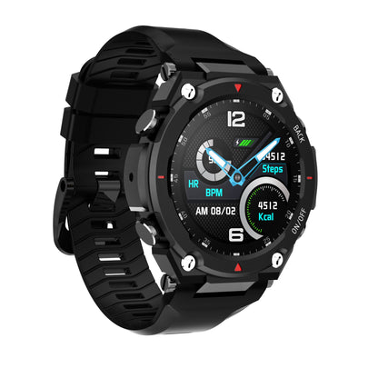 Smartwatch Star Black Idealstore, Ecran de 1,32 inch HD 360x360 Ecran tactil, rezistent la apa IP68 cu monitorizarea ritmului cardiac, functie de apel Bluetooth si microfon incorporat - Negru