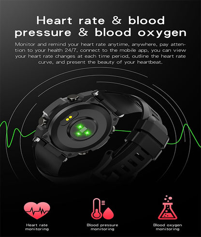 Smartwatch Star Black Idealstore, Ecran de 1,32 inch HD 360x360 Ecran tactil, rezistent la apa IP68 cu monitorizarea ritmului cardiac, functie de apel Bluetooth si microfon incorporat - Negru